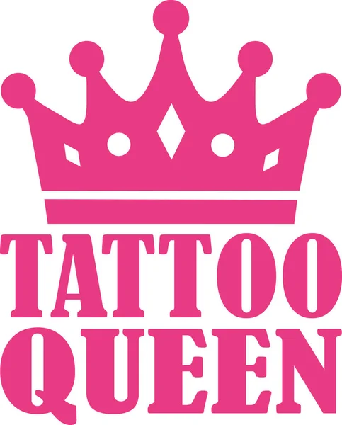 Reine de tatouage avec couronne — Image vectorielle