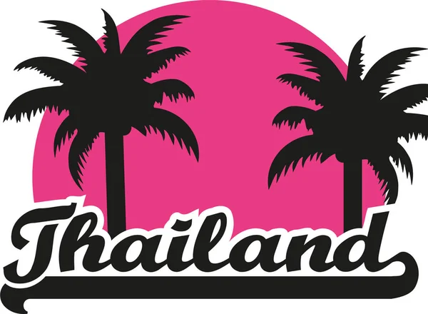 Tailândia com sol rosa e palmas — Vetor de Stock