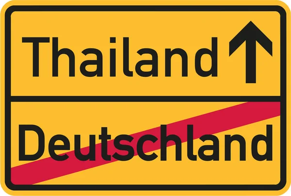 Emigration de l'Allemagne vers la Thaïlande - signe allemand — Image vectorielle