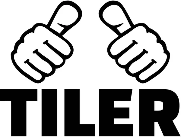 Tiler with thumbs. T-Shirt design. — Stock Vector