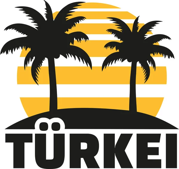 Türkei mit Sonnenstrand und Palmen — Stockvektor