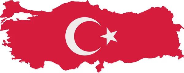 Turchia mappa con bandiera con due colori — Vettoriale Stock