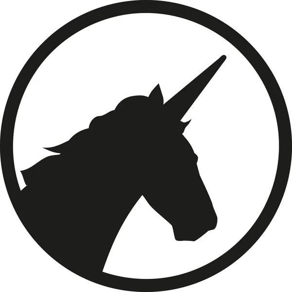 Cabeza de unicornio en círculo — Archivo Imágenes Vectoriales