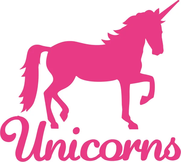 Unicornio con palabra unicornio — Archivo Imágenes Vectoriales