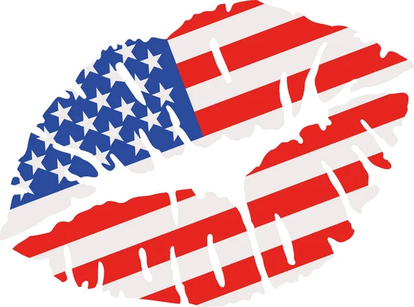 Vlajka USA polibek — Stockový vektor