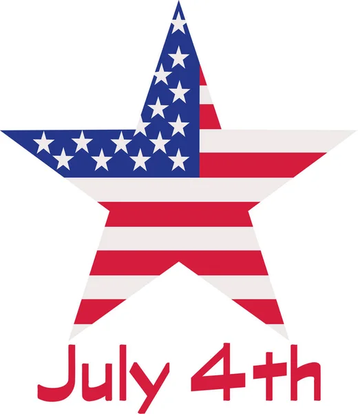 Звезда с флагом США и 4 июля — стоковый вектор