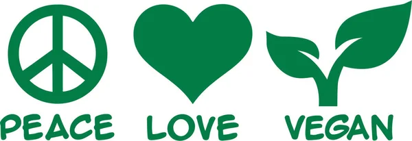 Paix amour végétalien avec des icônes — Image vectorielle