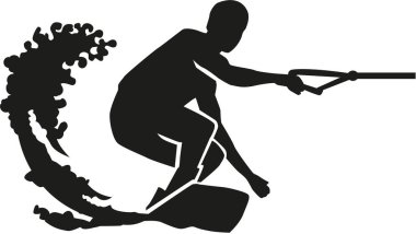 Wakeboarder dalga ile