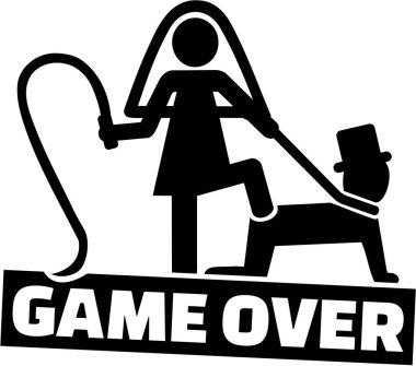 Wedding couple - game over for the man clipart