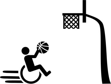 Sepet piktogram ile tekerlekli sandalye basketbol