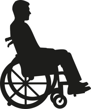 Tekerlekli sandalyedeki adam silüeti