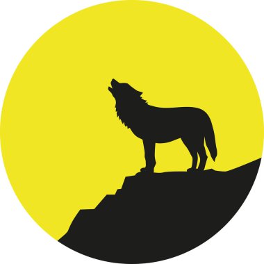 Wolf howling at full moon clipart