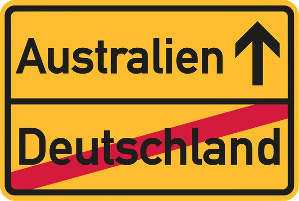 Миграция из Германии в Австралию - знак немецкого города — стоковый вектор
