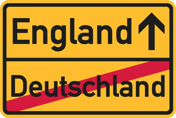 Migratie vanuit Duitsland naar Engeland - Duitse stad teken — Stockvector