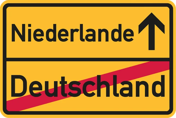 Migration from germany to netherlands - german town sign — Stock Vector