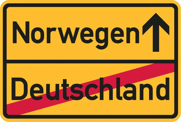 Migration from germany to Norway - german town sign — Stock Vector