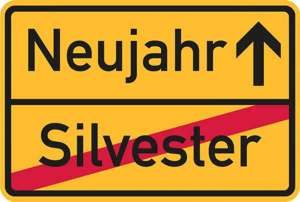 Van Sylvester aan Nieuwjaar - Duits bord — Stockvector