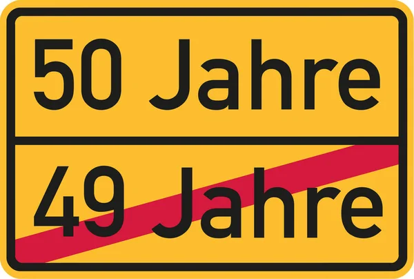 50th narozeniny - německé roadsign — Stockový vektor