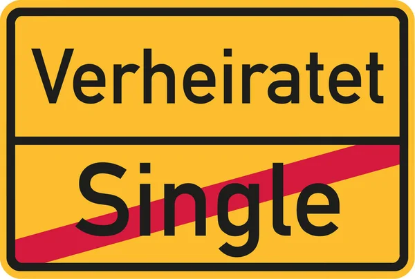 Coloque o sinal de nome de solteiro para casado - alemão — Vetor de Stock