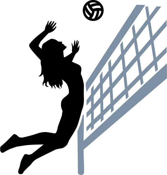 Pallavolo Giocatore Donna netto — Vettoriale Stock