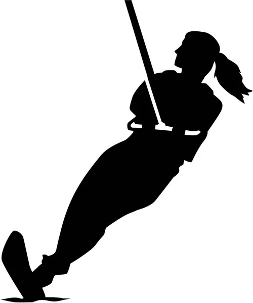Силуэт женщины на водных лыжах — стоковый вектор