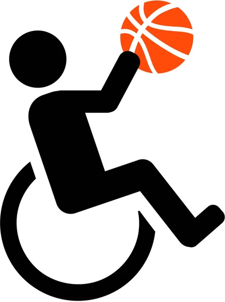 Pictogramme de basketball en fauteuil roulant — Image vectorielle