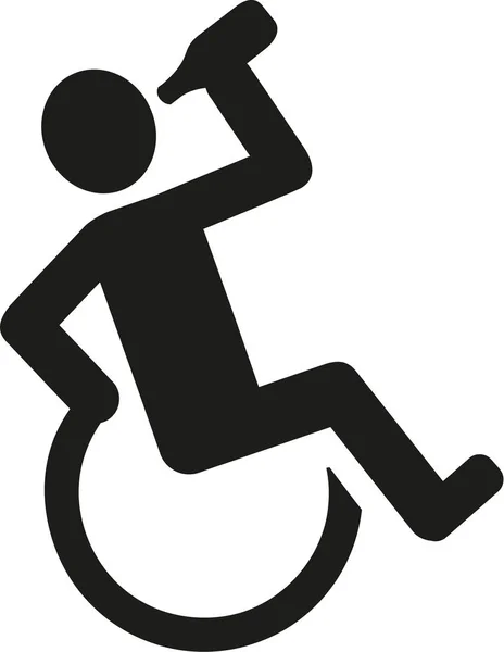 Pictograma de homem bebendo em cadeira de rodas —  Vetores de Stock