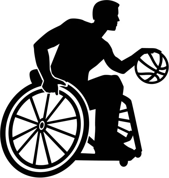 Silhouette de basketball en fauteuil roulant — Image vectorielle