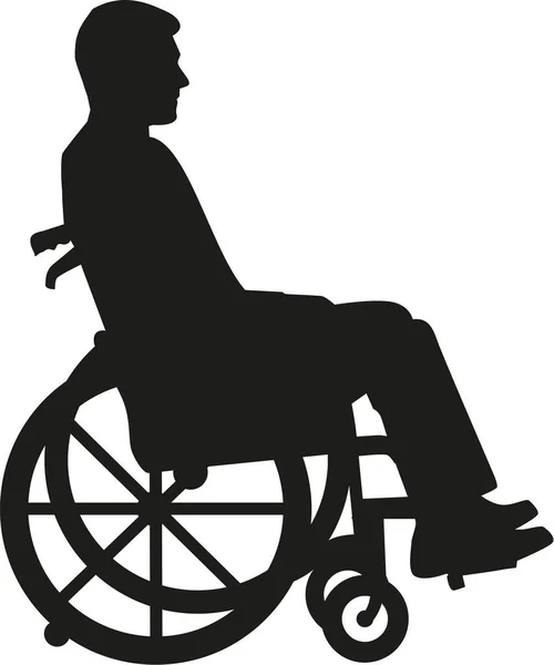 Silhouette de l'homme en fauteuil roulant — Image vectorielle