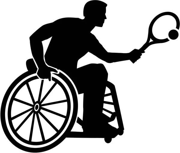 Silhouette de tennis en fauteuil roulant — Image vectorielle