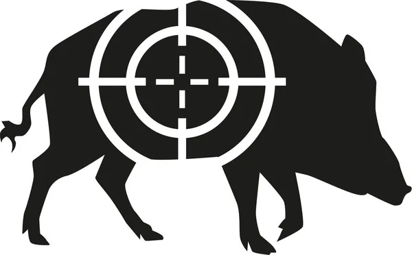 Cochon sauvage avec chasse au réticule — Image vectorielle