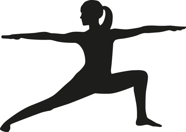 Yoga warrior pose silhouette — Stock Vector