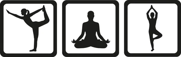 Siluetas de yoga triples — Archivo Imágenes Vectoriales