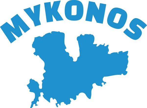 Mapa de Mykonos con nombre — Vector de stock