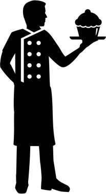 Pasta şefi siluet adam