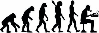 Journalist evolution typewriter male clipart