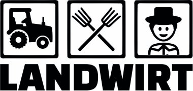 Çiftçi iş simgeleri ile