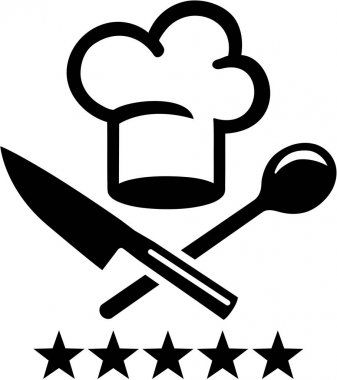 Çapraz bıçak ve tahta kaşık ile şapka şef