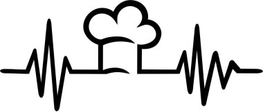 Kalp atışı çizgi Şef şapkalı 