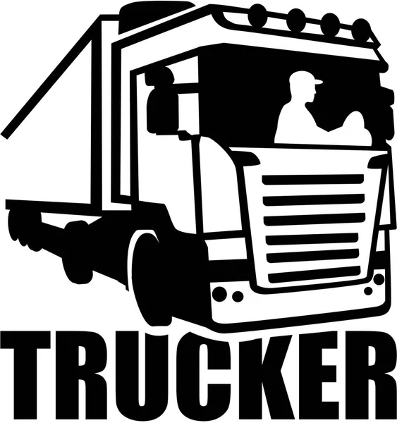 Trucker silhouette with job title — Stock Vector