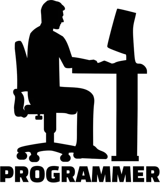 Programmer silhouette with job title — Stock Vector