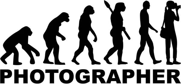 Vrouwelijke fotograaf evolutie met functietitel — Stockvector