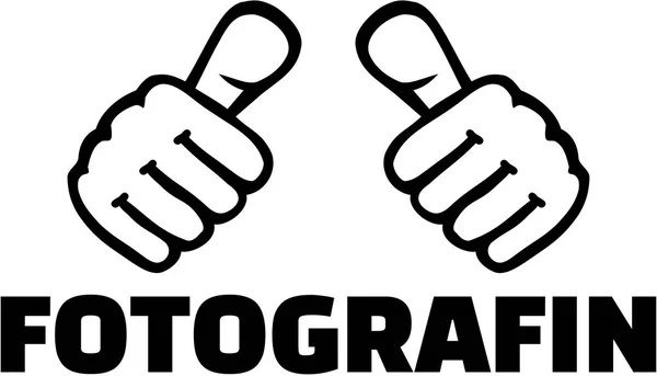 Φωτογράφος θηλυκό γερμανική λέξη με τους αντίχειρες — Διανυσματικό Αρχείο