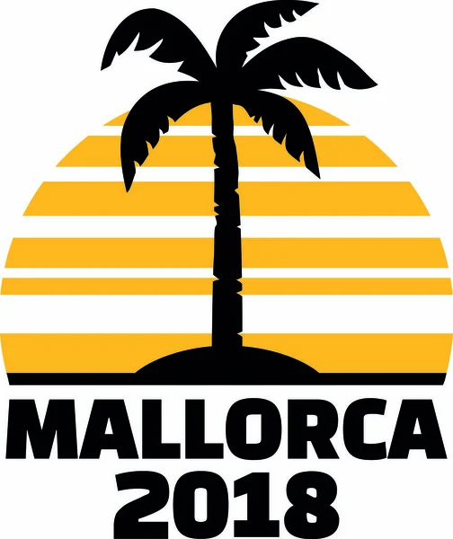 Mallorca 2018 palmera sol alemán — Vector de stock