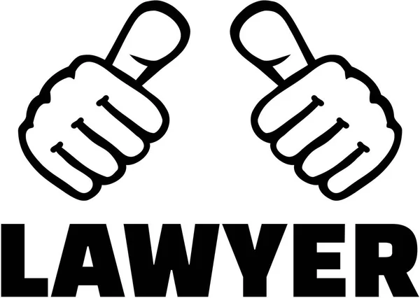 Lawyer word with thumbs — Stock Vector