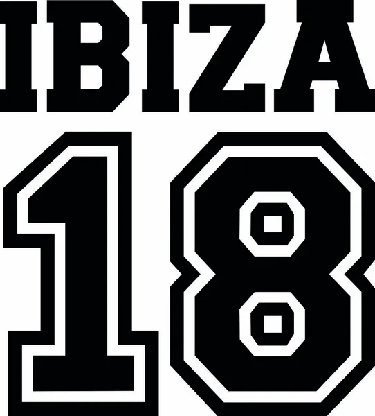 Ibiza 18 blanco y negro — Vector de stock