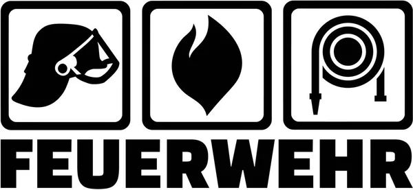 Duitse brandweerman met pictogrammen — Stockvector