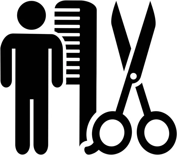 Icône de coiffeur masculin avec ciseaux et peigne — Image vectorielle