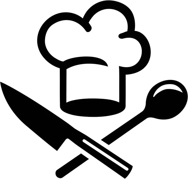 Chefs sombrero con cubiertos cruzados — Vector de stock