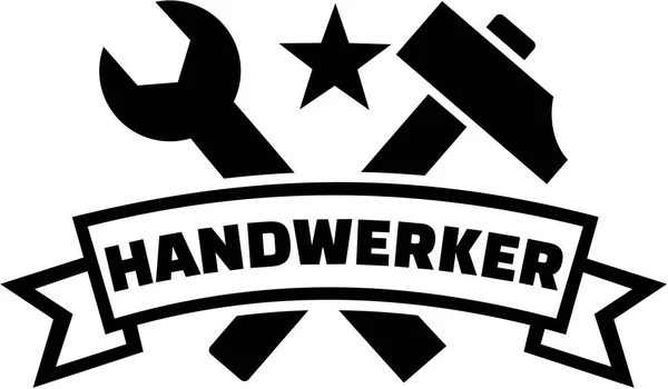 Handwerkerband mit Hammer und Schraubenschlüssel — Stockvektor